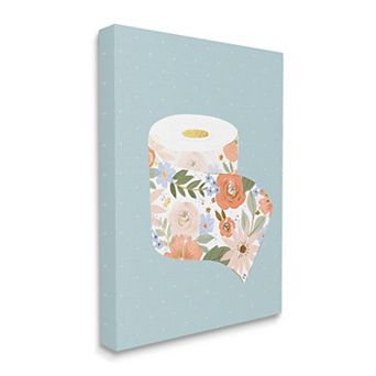 Stupell Home Decor Spring Floral Toilet Paper Canvas Wall Art