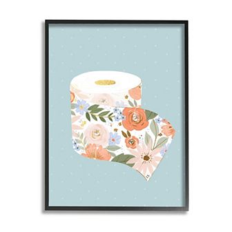 Stupell Home Decor Spring Floral Toilet Paper Framed Wall Art