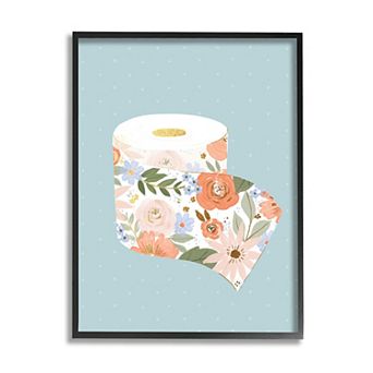 Stupell Home Decor Spring Floral Toilet Paper Framed Wall Art