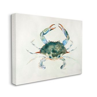 Stupell Home Decor Blue Sea Crab Watercolor Canvas Wall Art