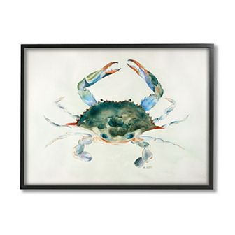 Stupell Home Decor Watercolor Blue Sea Crab Framed Wall Art
