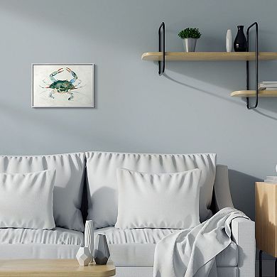 Stupell Home Decor Blue Sea Crab Watercolor Framed Wall Art