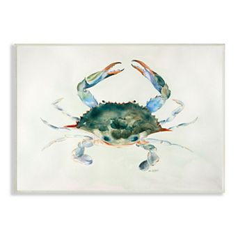Stupell Home Decor Blue Sea Crab Watercolor Plaque Wall Art