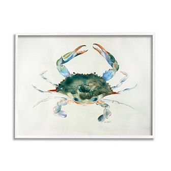 Stupell Home Decor Watercolor Blue Sea Crab Framed Wall Art