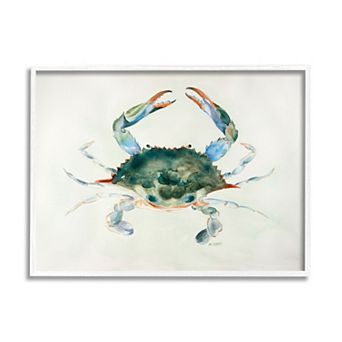 Stupell Home Decor Watercolor Blue Sea Crab Framed Wall Art