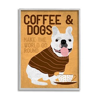 Stupell Home Decor Coffee Dogs French Bulldog Framed Wall Art