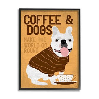 Stupell Home Decor French Bulldog Coffee Dogs Framed Wall Art