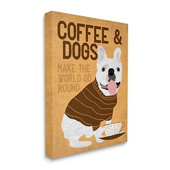 Stupell Home Decor French Bulldog Coffee Dogs Canvas Wall Art