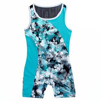 Girls 4-16 Rainbeau Moves Printed Biketard with Mesh Back
