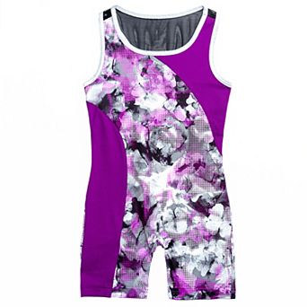 Girls 4-16 Rainbeau Moves Printed Biketard with Mesh Back