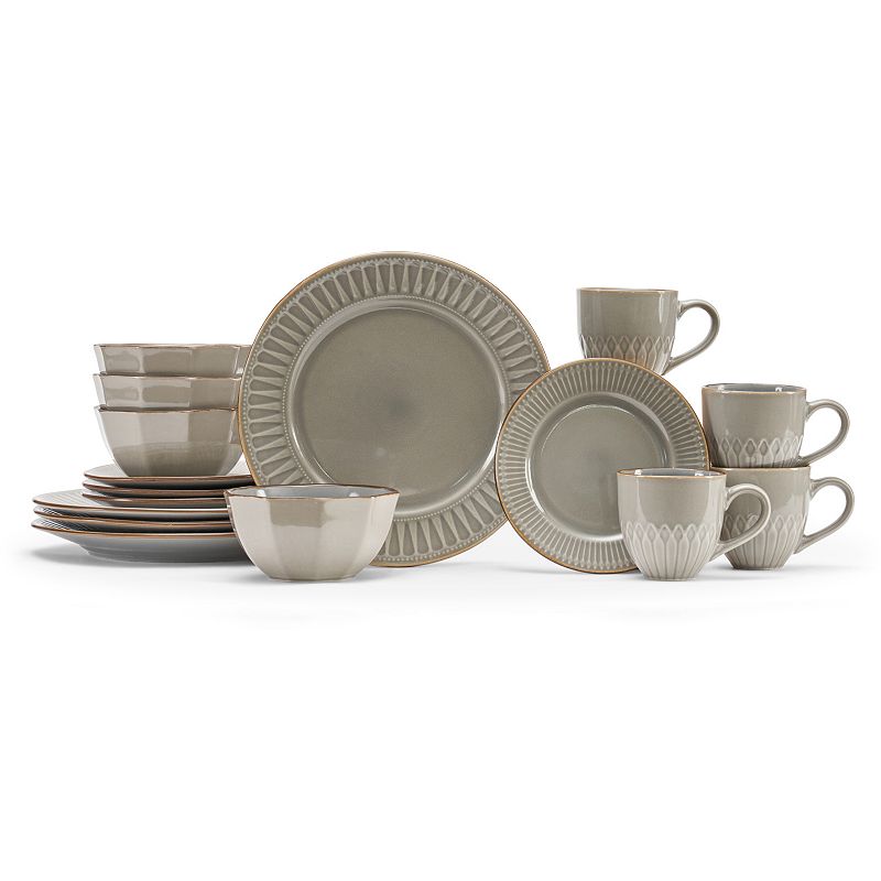 Baum WREN16G Alix Dinnerware Set  Grey - 16 Piece