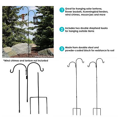 Sunnydaze Double Shepherd Hook - 84-Inch - Set of 2