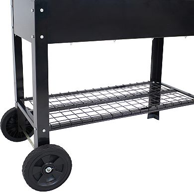 Sunnydaze 43 in Galvanized Steel Mobile Raised Garden Bed Cart