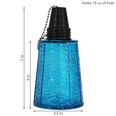 Sunnydaze Blue/Orange/Green Glass/Metal Textured Tabletop Torch - Set of 3
