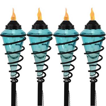 Sunnydaze Adjustable Height Swirled Metal/Glass 2-in-1 Outdoor Lawn Torch