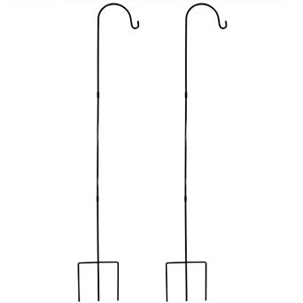 Sunnydaze Black Steel Hanging Single Shepherd Hooks - Set of 2