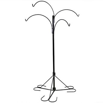 Sunnydaze Hanging Basket Plant Stand with Adjustable Arms - Black - 84-Inch