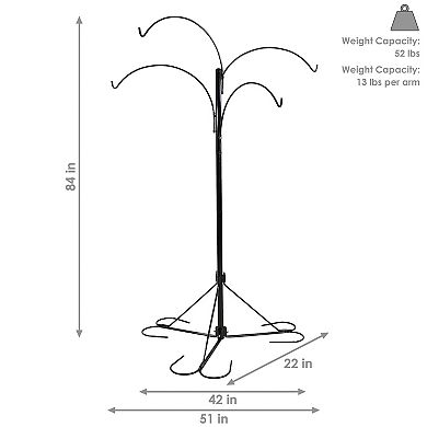 Sunnydaze Black Steel Hanging Basket Stand with 4 Adjustable Arms - 84 in