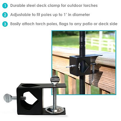 Sunnydaze Outdoor Torch Deck Clamp Holder - Black