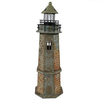Sunnydaze 35 in Resin and Stone Solar LED Lighthouse Nautical Statue