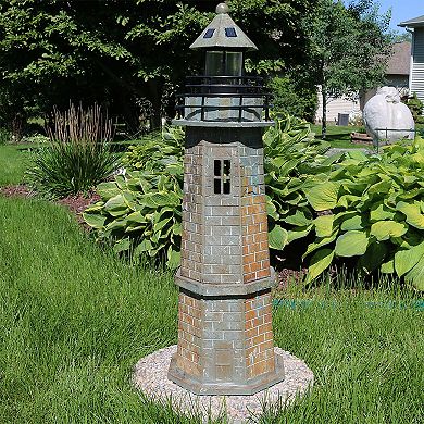 Sunnydaze 35 in Resin and Stone Solar LED Lighthouse Nautical Statue