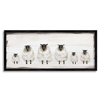 Stupell Home Decor Fluffy Farm Sheep Herd Rustic Framed Wall Art