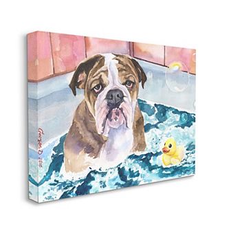 Stupell Home Decor English Bulldog Bathtub Canvas Wall Art