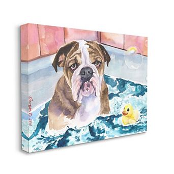 Stupell Home Decor English Bulldog Bathtub Canvas Wall Art
