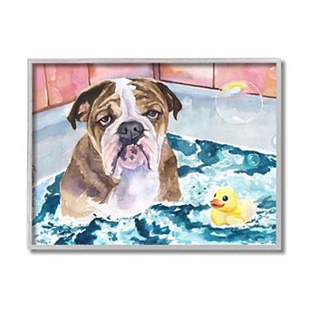 Stupell Home Decor Bathtub English Bulldog Framed Wall Art
