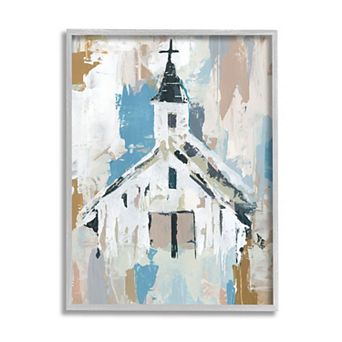 Stupell Home Decor Distressed Country Church House Framed Wall Art
