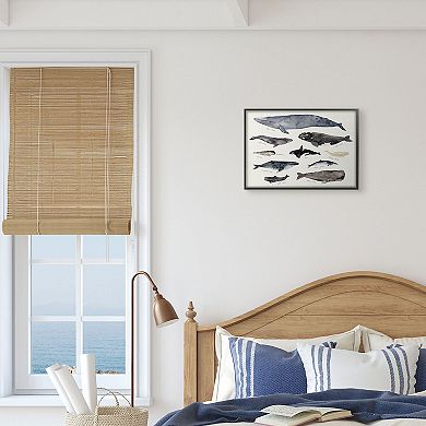 Stupell Home Decor Nautical Chart of Whales Ocean Framed Wall Art