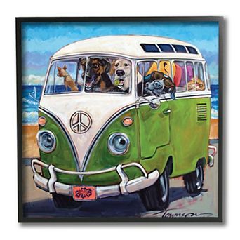 Stupell Home Decor Dogs Driving Retro Van Trip Framed Wall Art