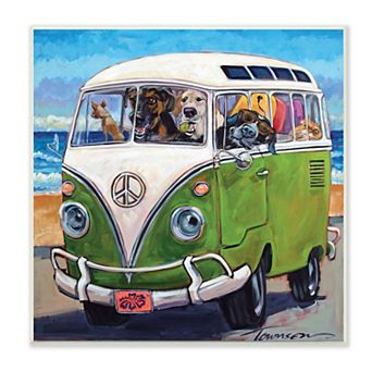 Stupell Home Decor Dogs Driving Retro Van Summer Plaque Wall Art