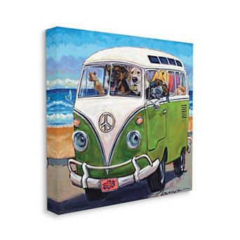 Stupell Home Decor Dogs Driving Retro Van Canvas Wall Art