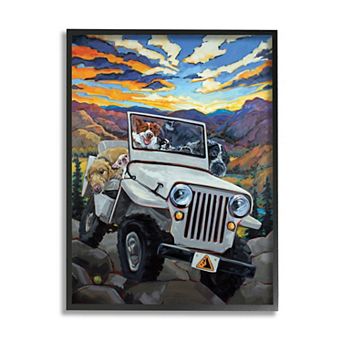 Stupell Home Decor Dogs Off-Roading Desert Framed Wall Art