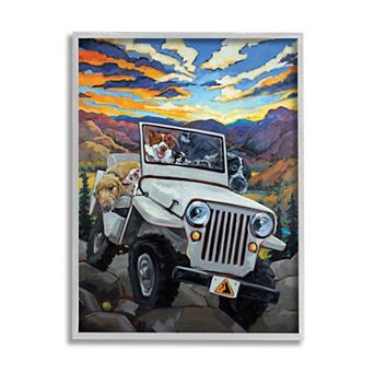 Stupell Home Decor Dogs Off-Roading Desert Drive Framed Wall Art