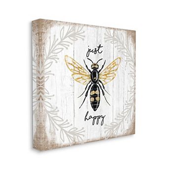 Stupell Home Decor Just Be Happy Bumblebee Canvas Wall Art