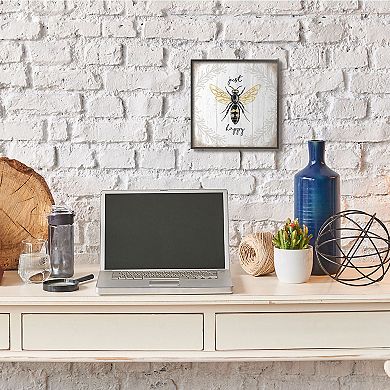 Stupell Home Decor Just Be Happy Bumblebee Framed Wall Art