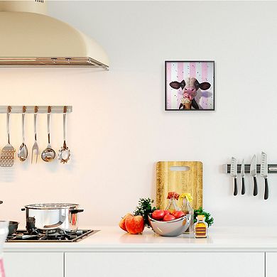 Stupell Home Decor Cute Baby Cow Ice Cream Framed Wall Art