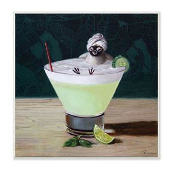 Stupell Home Decor Bird Bathing Cucumber Martini Plaque Wall Art