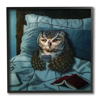 Stupell Home Decor Night Owl On Phone Framed Wall Art