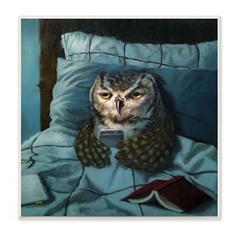 Stupell Home Decor Night Owl On Phone Plaque Wall Art