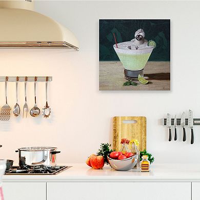 Stupell Home Decor Bird Bathing Cucumber Martini Canvas Wall Art