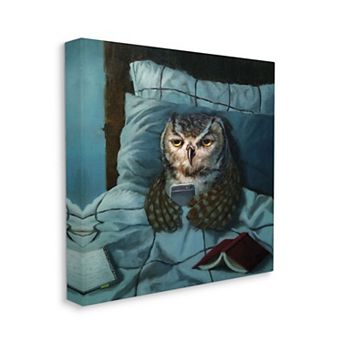 Stupell Home Decor Night Owl On Phone Canvas Wall Art