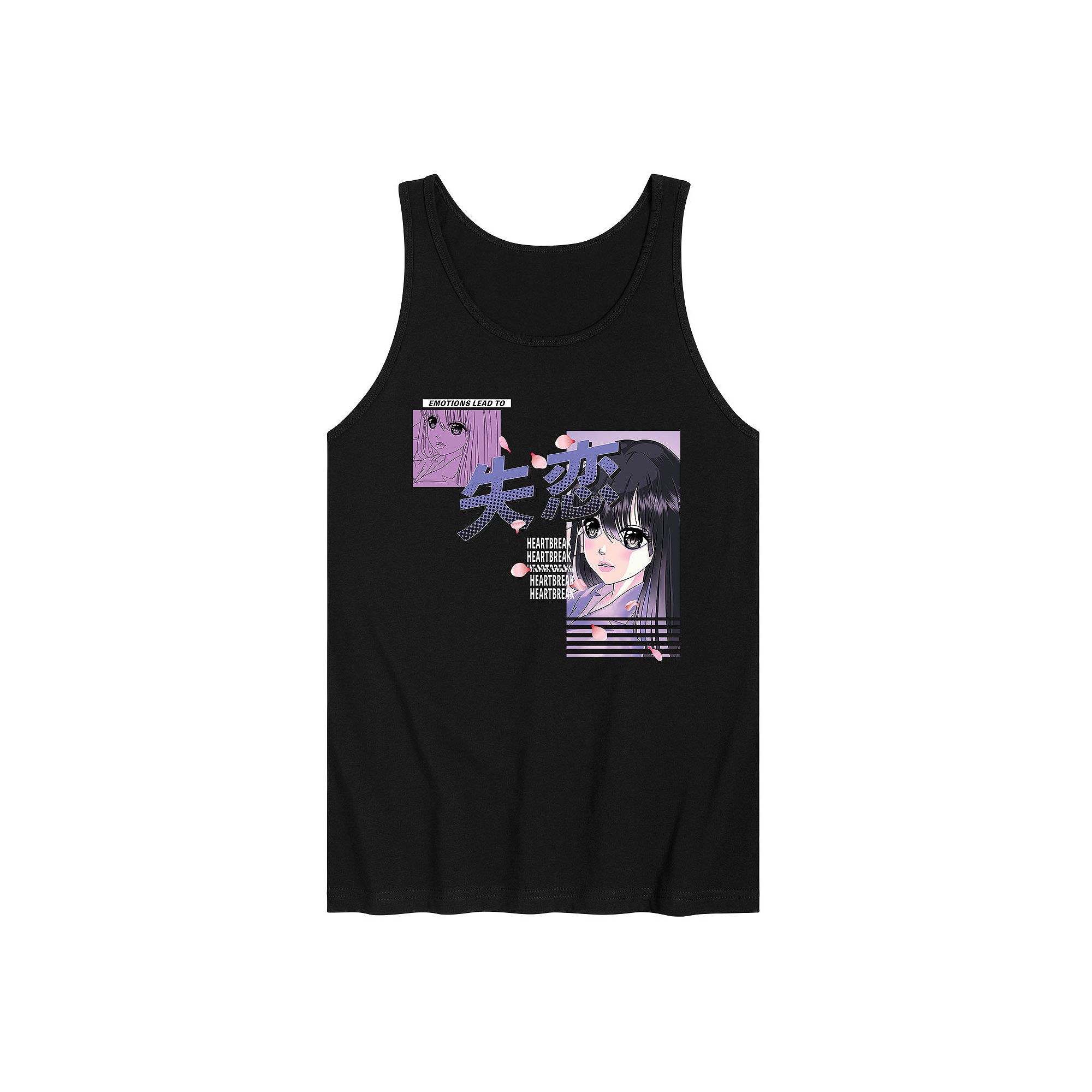 Mens Anime Heartbreak Tank Top, Size: Medium, Black