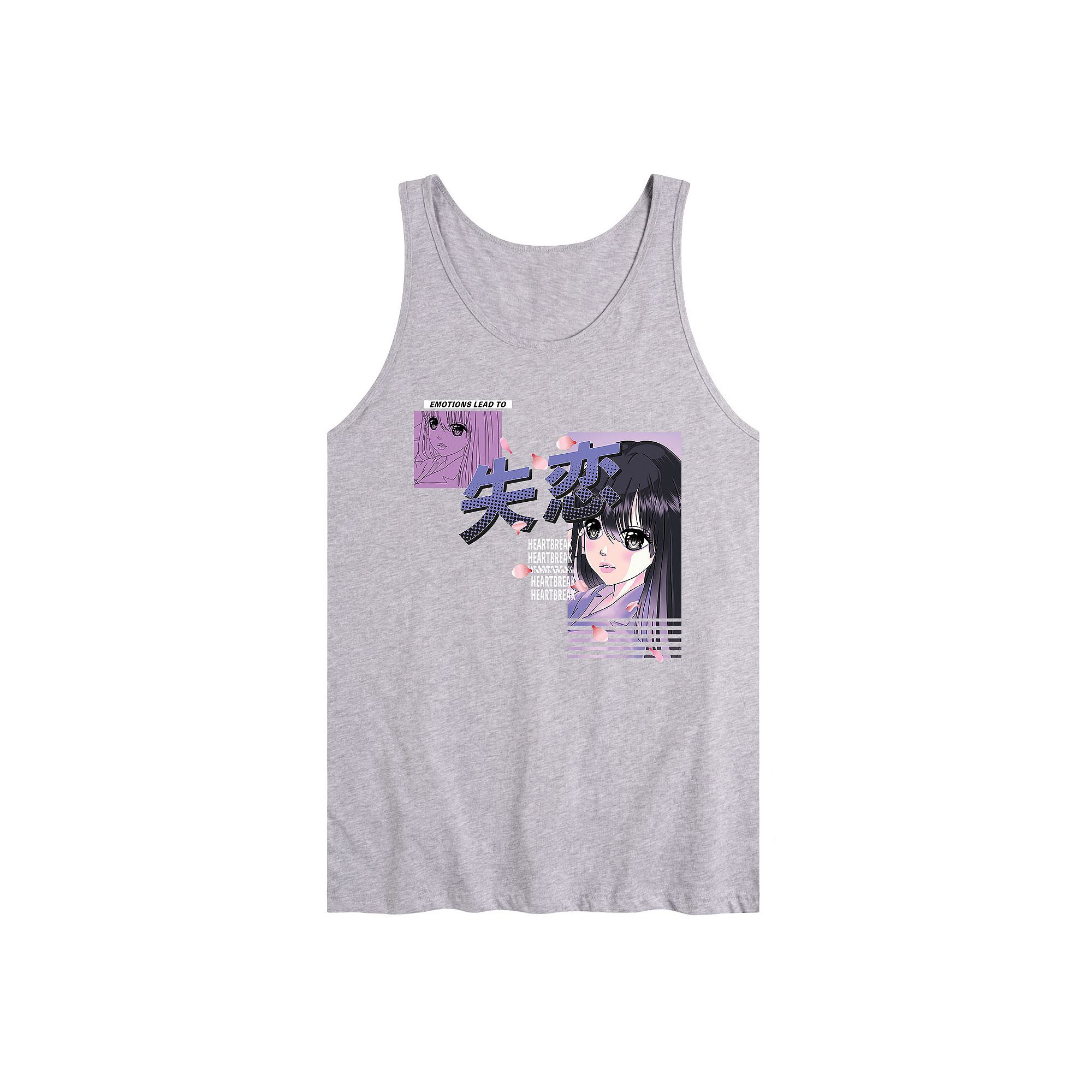 Mens Anime Heartbreak Tank Top, Size: Large, Gray