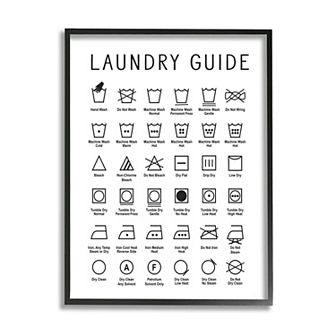 Stupell Home Decor Minimal Laundry Guide Cleaning Chart Framed Wall Art