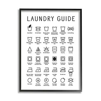 Stupell Home Decor Minimal Laundry Guide Cleaning Chart Framed Wall Art