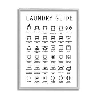 Stupell Home Decor Laundry Guide Cleaning Chart Framed Wall Art