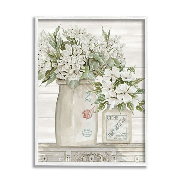 Stupell Home Decor Country Alluring White Florals Framed Wall Art